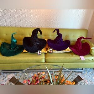 Velvet Witch Hats in Green, Black, and Purple, and Burgundy. Your choice